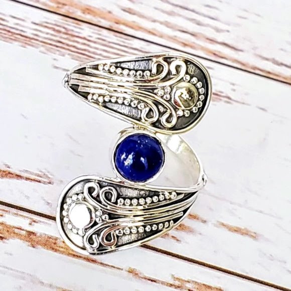 The Girl With Kaleidoscope Eyes Jewelry - Lapis Artisan Sterling Ring